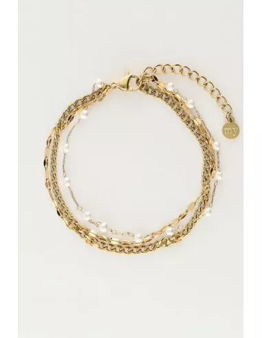 My Jewellery - Valentijn driedubbele armband parels goud