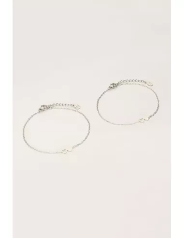 My Jewellery - Forever Connected armbanden set twee hartjes zilver
