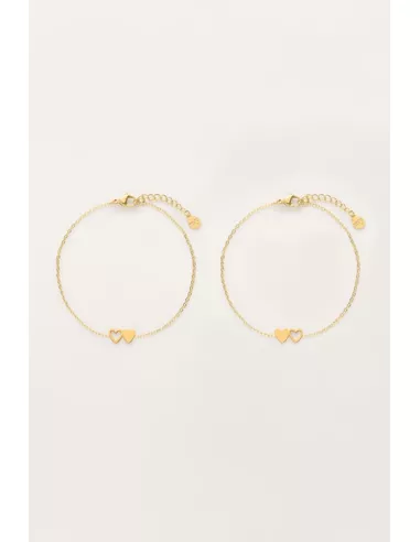 My Jewellery - Forever Connected armbanden set twee hartjes goud
